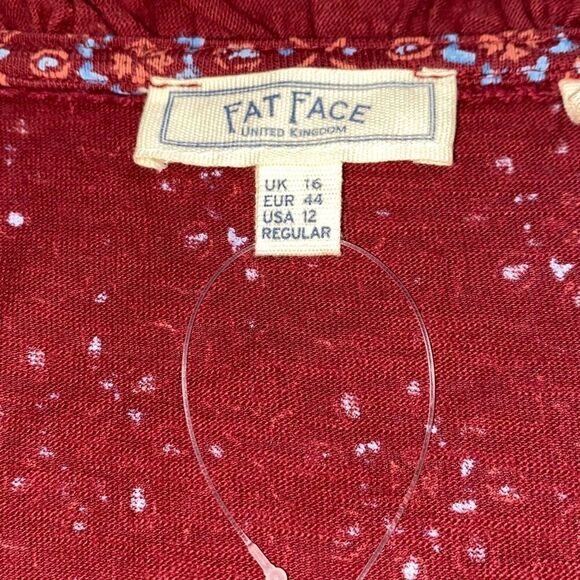 Fat Face Sz 12 Amba Craft Geo Jersey Dress Tiered Wrap Smocked Pullover Raspberr - Picture 11 of 15